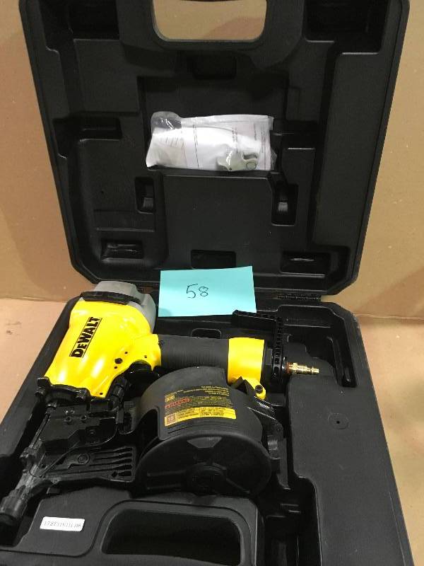lot 58 image: DeWALT DW66C-1 2-12-Inch 15 Deg Coil Siding and Fencing Nailer  Used in good working cond.