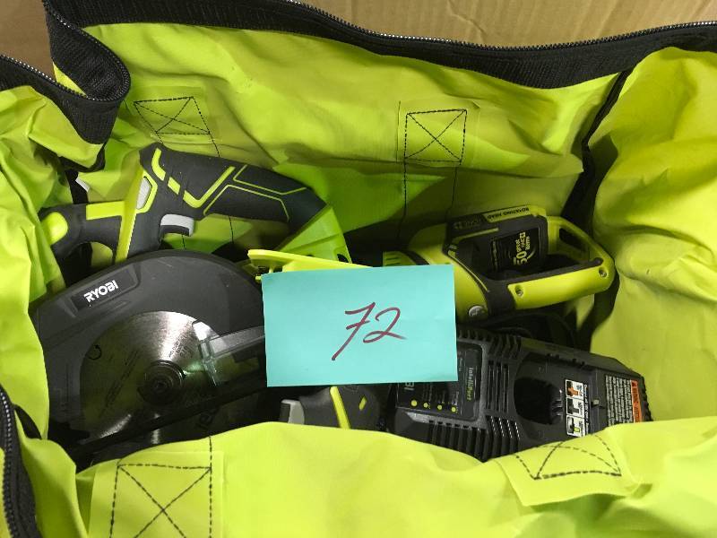 lot 72 image: RYOBI 18-VOLT SUPER TOOL COMBO KIT, 4-PIECE Used in good working cond.
