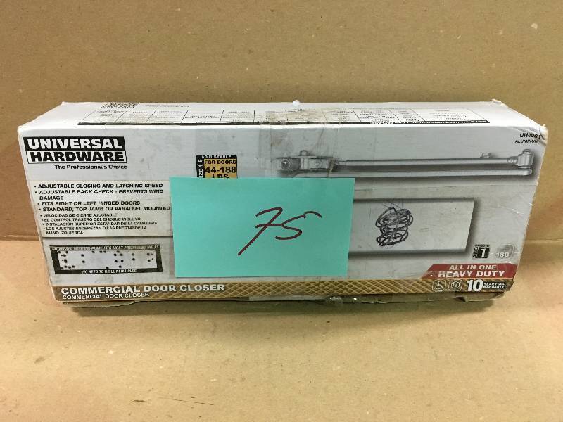 lot 75 image: Heavy-Duty All-in-One Aluminum Commercial Door Closer not used