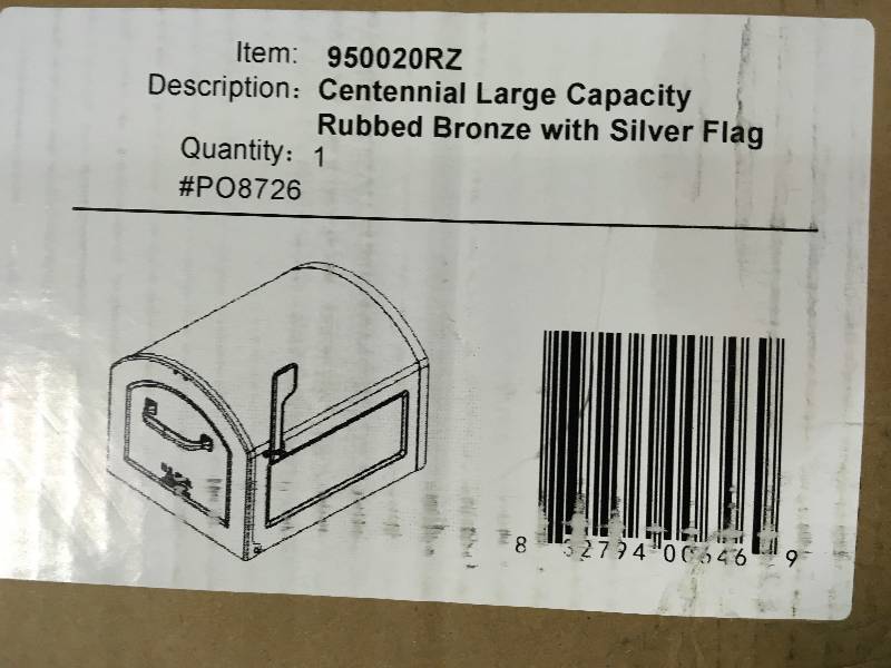 lot 85 image: Architectural Mailboxes 950020RZ Rubbed Bronzesilver Flag Post Mount  mailbox in good conditions