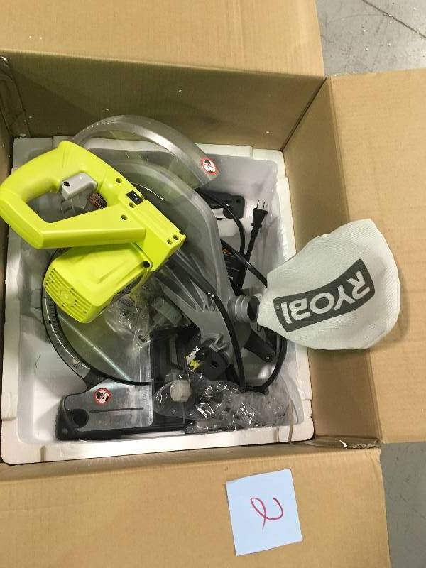 lot 2 image: Ryobi TS1345L 10 in. Compound Miter Saw with Laser Line  Used in good working cond.