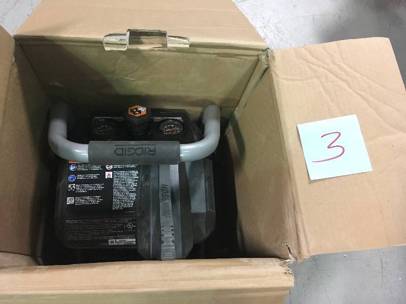 lot 3 image: Ridgid R0230 1 Gal. 18-Volt Brushless Cordless Air Compressor (Tool Only)  Used in good working cond.