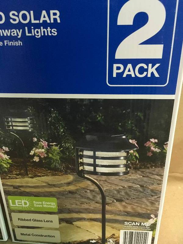 lot 4 image: 2-pack Hampton Bay LED Solar Pathway Lights   LOT OF 2 not used