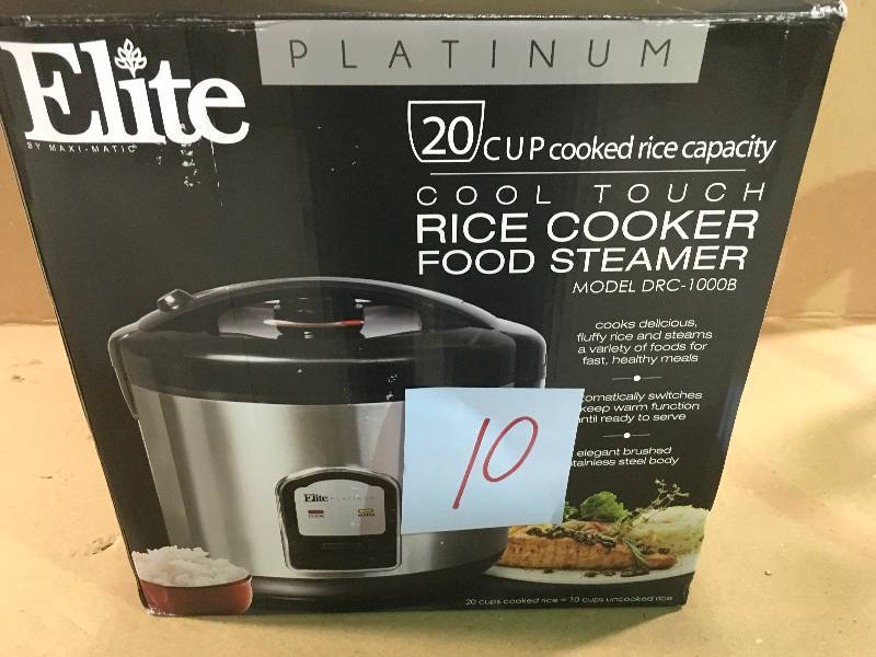 lot 10 image: Elite Platinum MST-900R Maxi-Matic 8.5 Quart Stainless Steel Slow Cooker, Red  Used in good working cond.