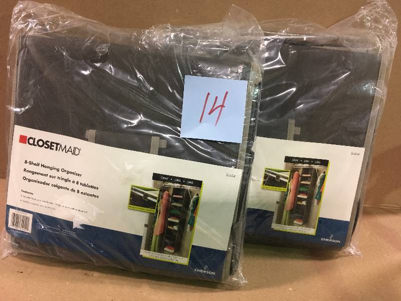 lot 14 image: ClosetMaid 8 Shelf Hanging Organizer  LOT OF 2 in good conditions