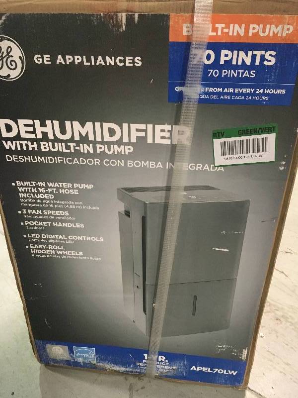 lot 34 image: GE Dehumidifier with Built-in Pump APEL70LW in good conditions