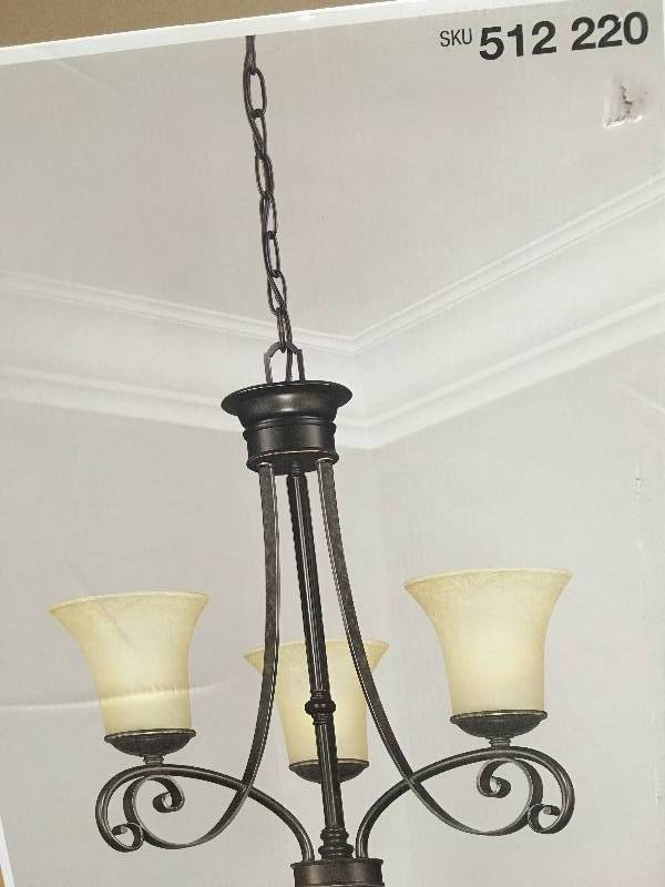 lot 42 image: Hampton Bay 14708 Essex 3-Light Aged Black Chandelier Aged Black New