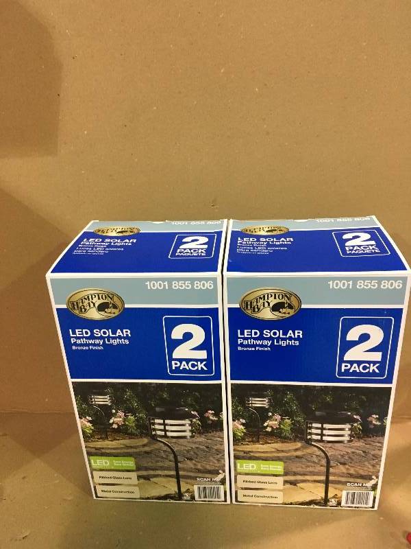 lot 77 image: 2-pack Hampton Bay LED Solar Pathway Lights  LOT OF 2 in good conditions