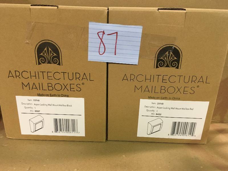 lot 87 image: Aspen Black Locking Wall Mount Mailbox Box Architectural Mailboxes  LOT OF 2 not used