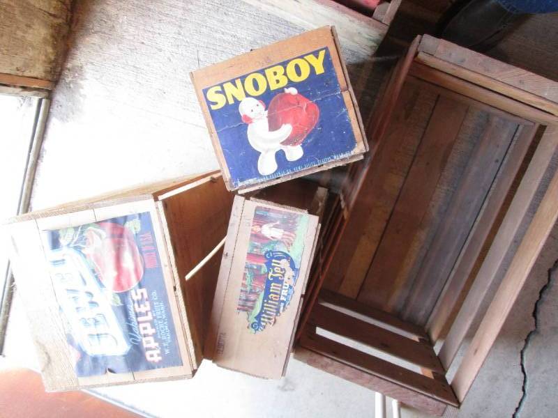 lot 13 image: Antique wooden crates...