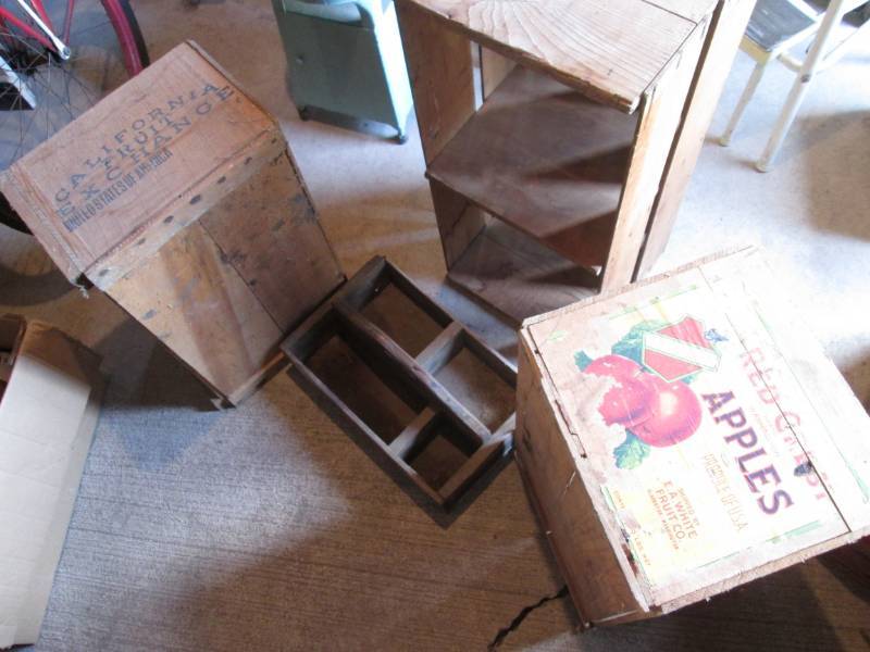 lot 15 image: Antique wooden box crates...