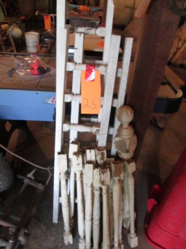 lot 25 image: Antique wooden spindles...