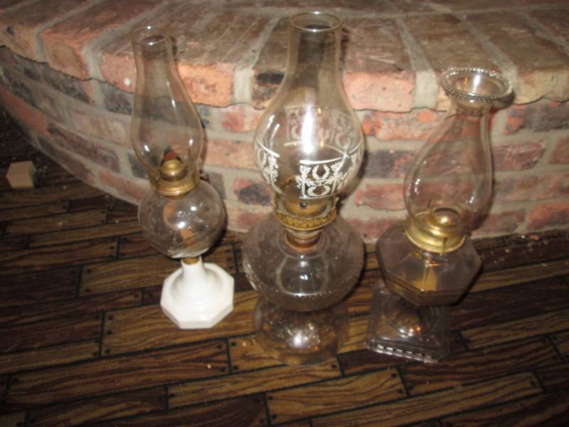 lot 84 image: 3 antique oil lanterns...