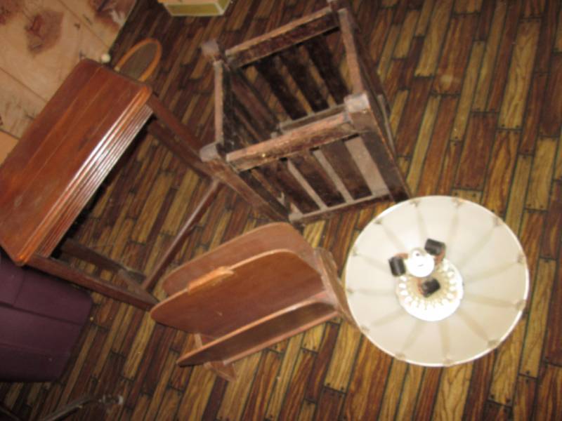 lot 100 image: Antique night standmagazine racks...