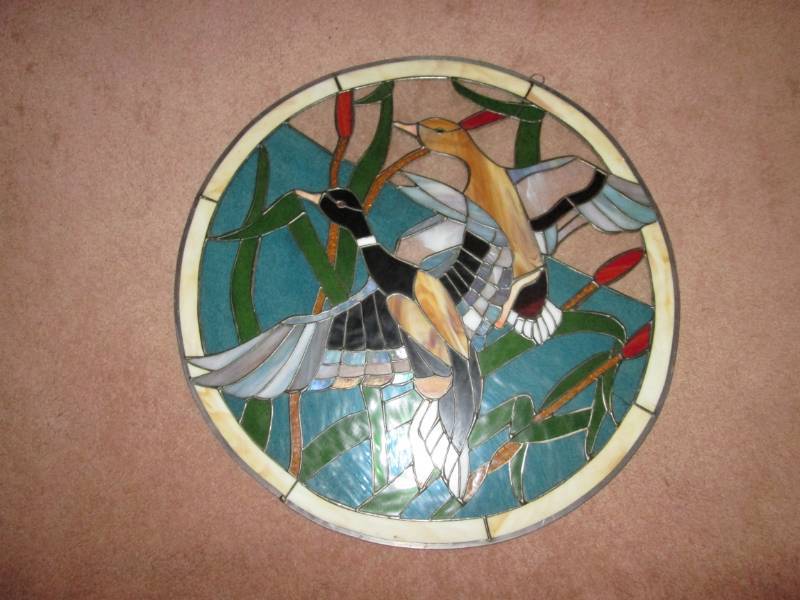 lot 119 image: Decorative hanging stain glass duck...