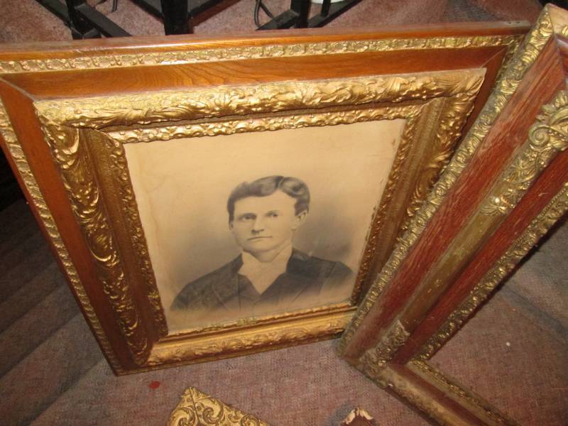 lot 127 image: Antique embossed picture framesmir...