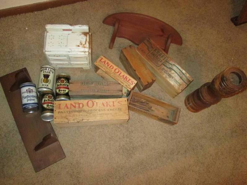 lot 154 image: Vintage wooden cheese boxesmisc. w...