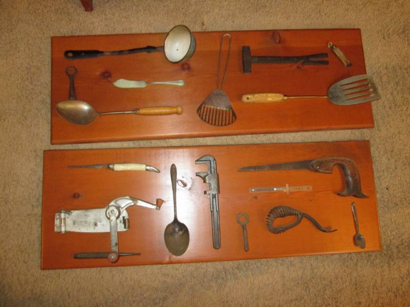 lot 159 image: Mounted vintage tools...
