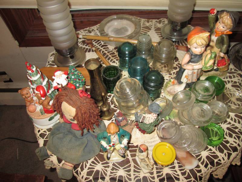 lot 202 image: 2 vintage electric lampsglass insu...