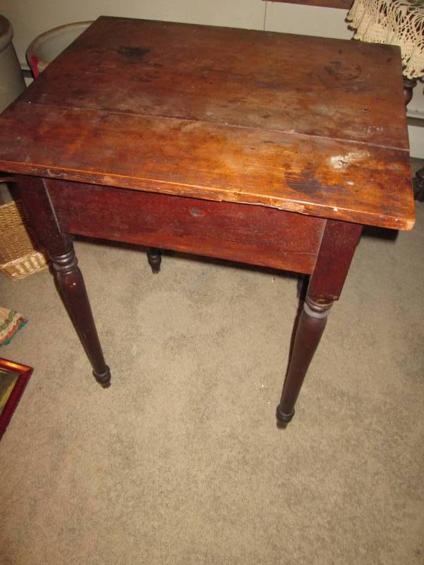 lot 217 image: Antique wood table with drawer...