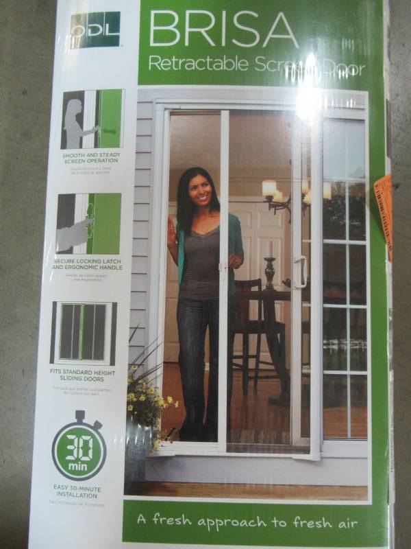 lot 142 image: ODL 36 in. x 80 in. Brisa White Standard Retractable Screen Door