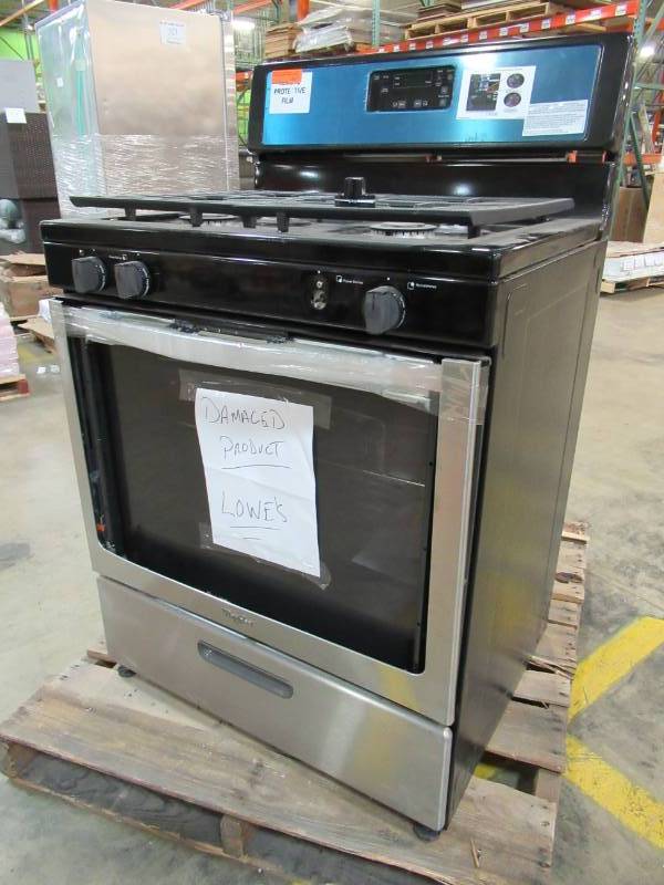 lot 87 image: DAMAGED Whirlpool Freestanding 5.1-cu ft Gas Range (Stainless steel) (Common 30-in Actual 29.875-in)