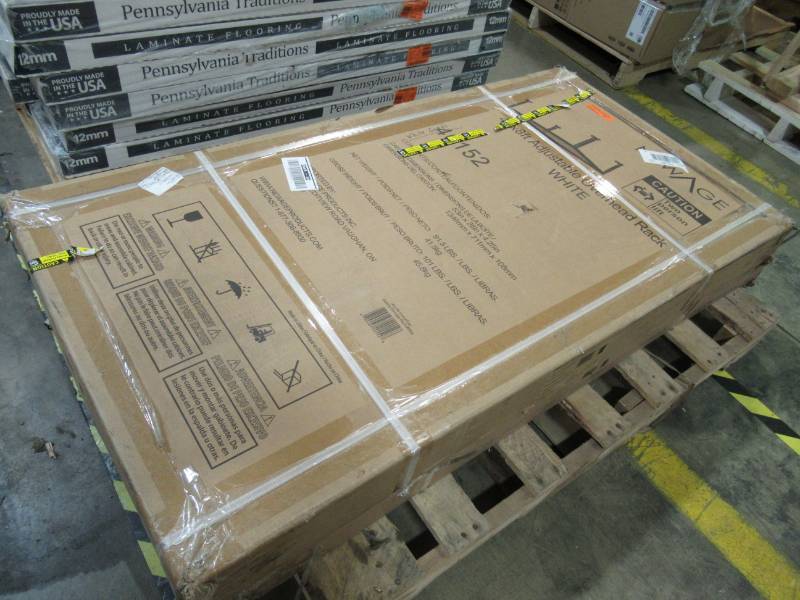 lot 84 image: Performance 96 in. L x 48 in. W x 42 in. H Adjustable VersaRac Ceiling Storage Rack in White