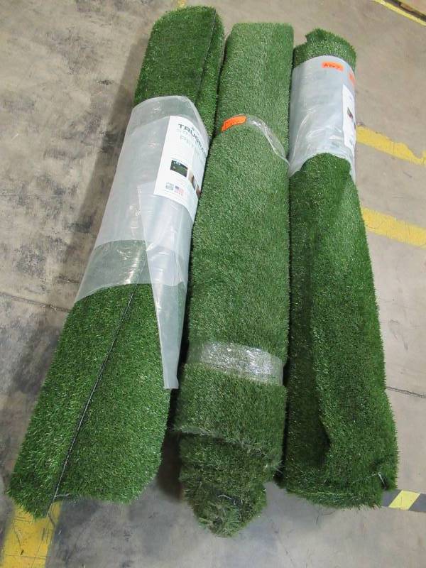 lot 58 image: 3 Rolls of TrafficMASTER TruGrass Pets Turf Gold 5 ft x 10 ft Artificial Turf Synthetic Lawn Turf