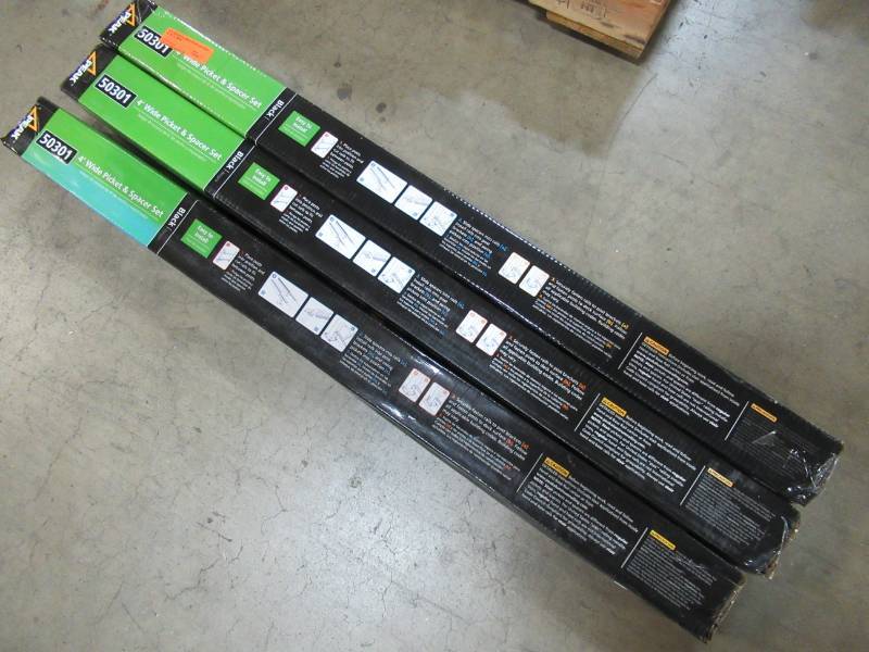 lot 144 image: 3 Peak Aluminum Railing 4 ft. Aluminum Wide Picket and Spacer Kit in Black Model 50301