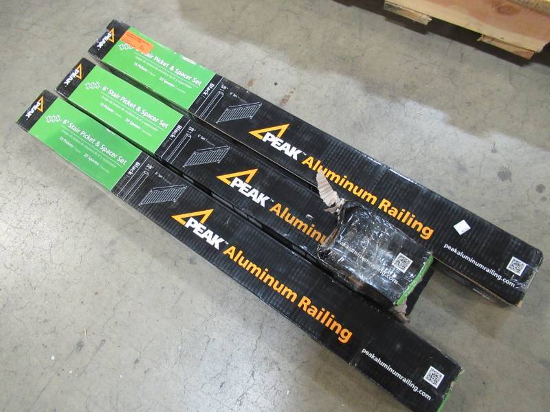 lot 145 image: 3 Peak Aluminum Railing 6 ft. Aluminum Standard Stair Picket and Spacer Kit in Black Model 50261