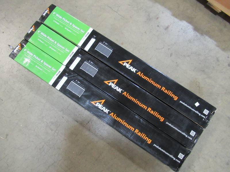 lot 149 image: 3 Peak Aluminum Railing 6 ft. Aluminum Wide Picket and Spacer Kit in White Model 50310