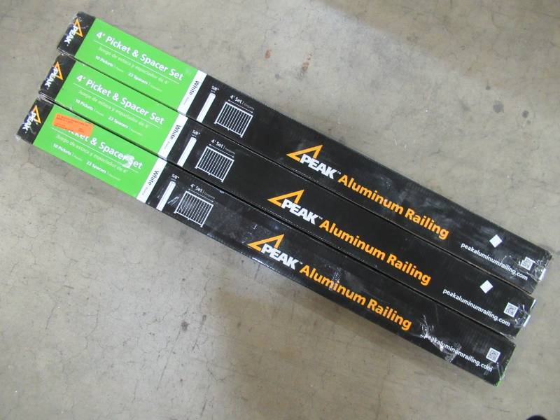 lot 154 image: 3 Peak Aluminum Railing 4 ft. Aluminum Standard Picket and Spacer Kit in White Model 50200