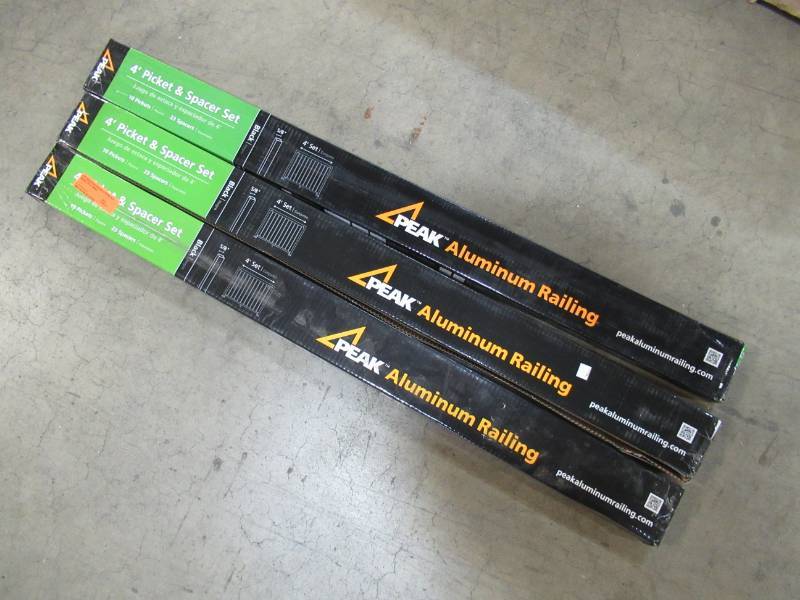 lot 155 image: 3 Peak Aluminum Railing 4 ft. Aluminum Standard Picket and Spacer Kit in Black Model 50201