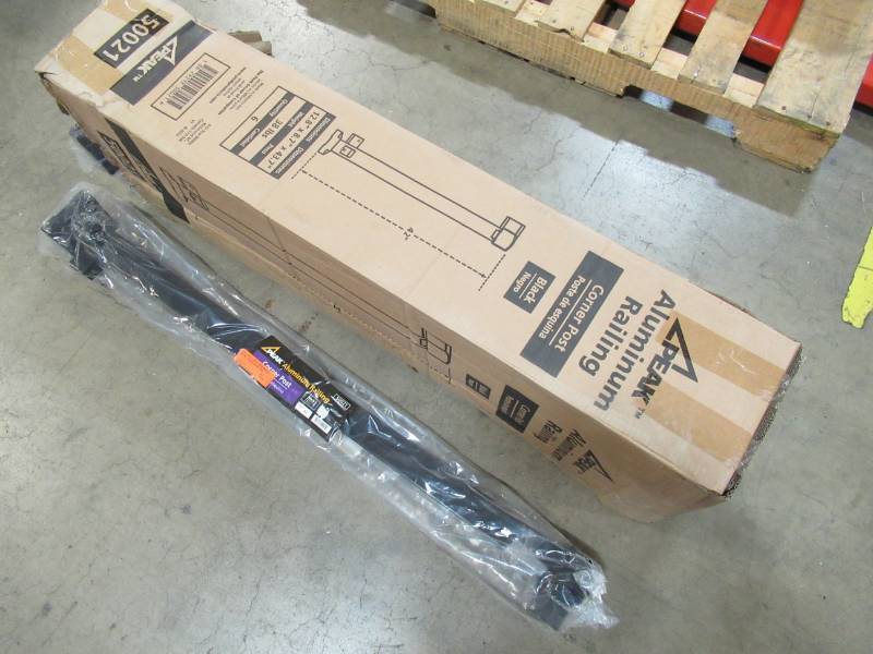 lot 160 image: Peak Aluminum Railing 4 in. x 4 in. x 42 in. Black Aluminum 90-Degree Corner Post (Quantity 6) Model 50021