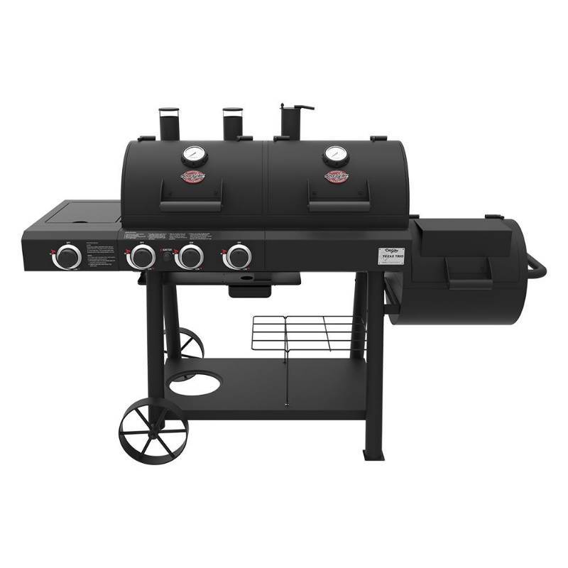 lot 7 image: Char-Griller Texas Trio 3-Burner Dual Fuel Grill with Smoker in Black