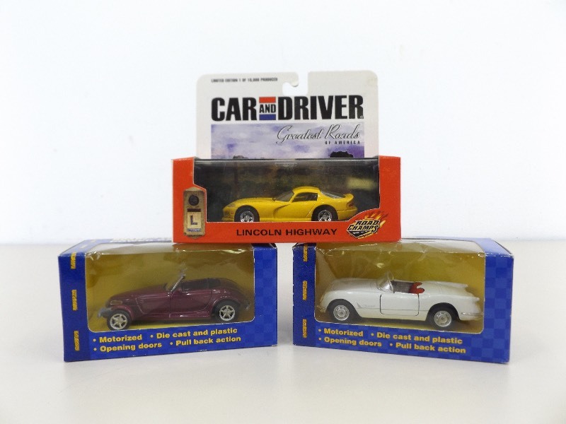 lot 3 image: 3 New in Box 143 Scale, and 133 Scale Die Cast Cars