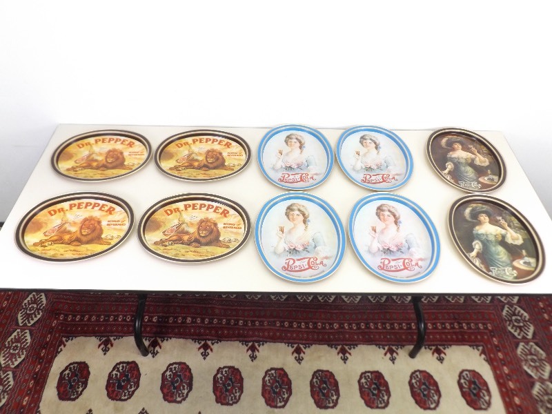 lot 8 image: 10 NEW Soda Advertising Tin Serving Trays