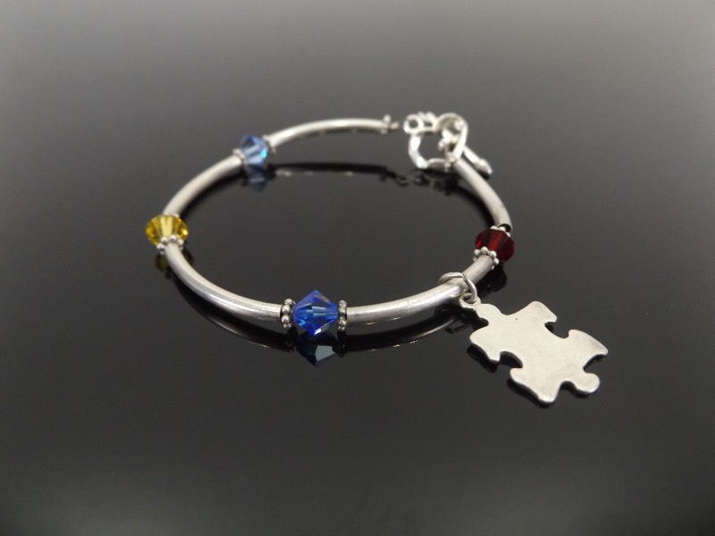 lot 20 image: .925 Sterling Silver Autism Awareness Bracelet