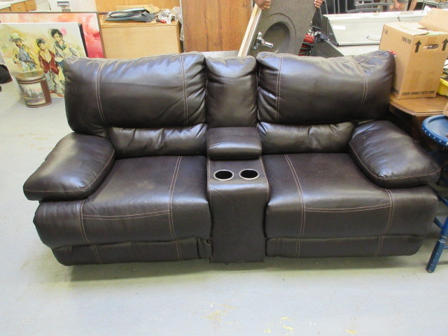 lot 119 image: RECLINING SOFA WITH CUP HOLDERS