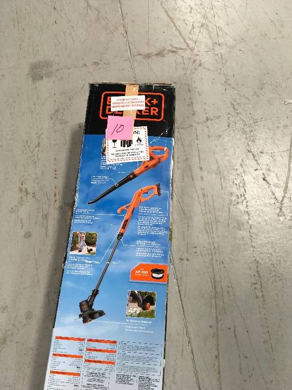 lot 10 image: BLACKDECKER 20V Lithium 10 String TrimmerSweeper Combo LCC221  Used in good working cond. Misssing charger
