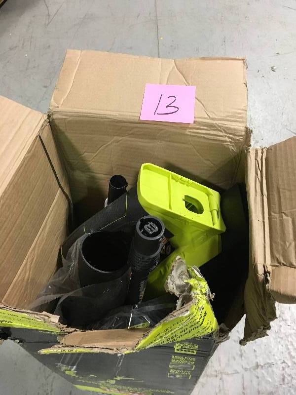 lot 13 image: RYOBI 18V Li-Ion Cordless String TrimmerEdger and Jet Fan Blower Combo Kit  Model # P2035  Used in good working cond.