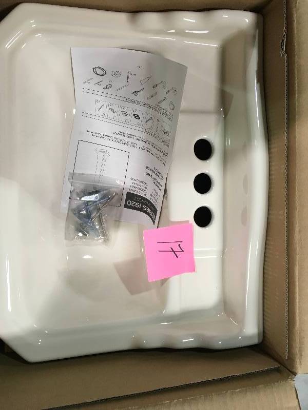 lot 17 image: Pegasus F-1920-4BI Series 1920 Pedestal Lavatory Basin, Biscuit New