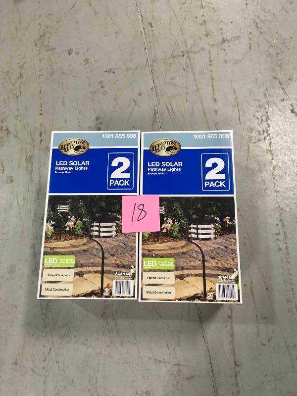 lot 18 image: LOT OF 2 Hampton Bay LED Solar Pathway Lights (2pack) not used