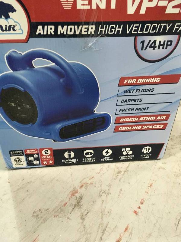 lot 21 image: B-Air VP-25 BLUE 14 HP 900 CFM 9 in. Air Mover Carpet Dryer Floor Fan for Home in good conditions