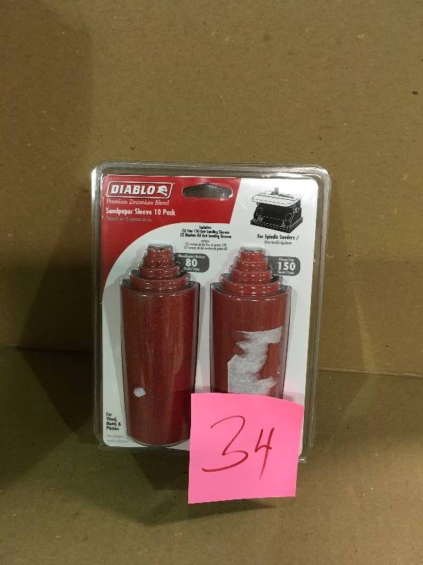 lot 34 image: Diablo Sanding Drum Sleeve 10 Sleeves Spindle Sander Sandpaper Oscillating Tool