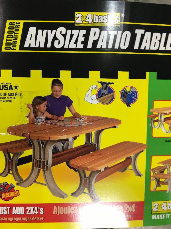 lot 46 image: 2x4 Basics Patio Table Kit in good conditions