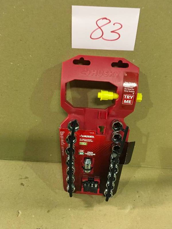 lot 83 image: HUSKY 38 in. Drive Universal Pass-Thru Set (28-Piece)  MISSING ONE  PIECE