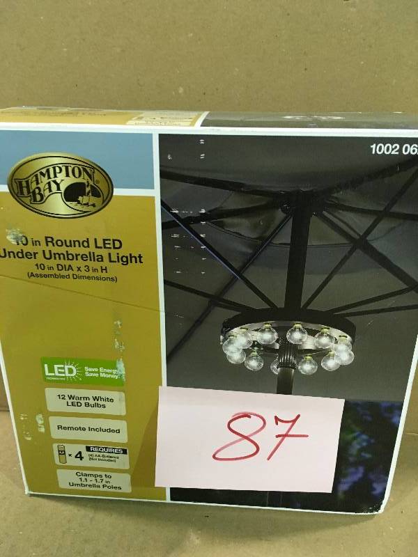 lot 87 image: Hampton Bay Umbrella Lighting 10 In. LED Lights Easy Setup Battery Not Included in good conditions