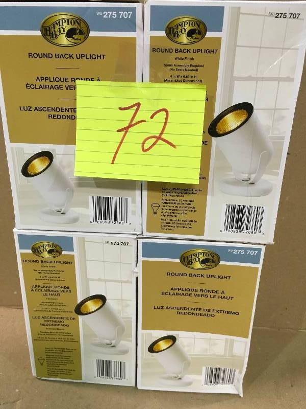 lot 72 image: LOT OF 4 Hampton Bay 6-35 in. White Uplight Floor Lamp New