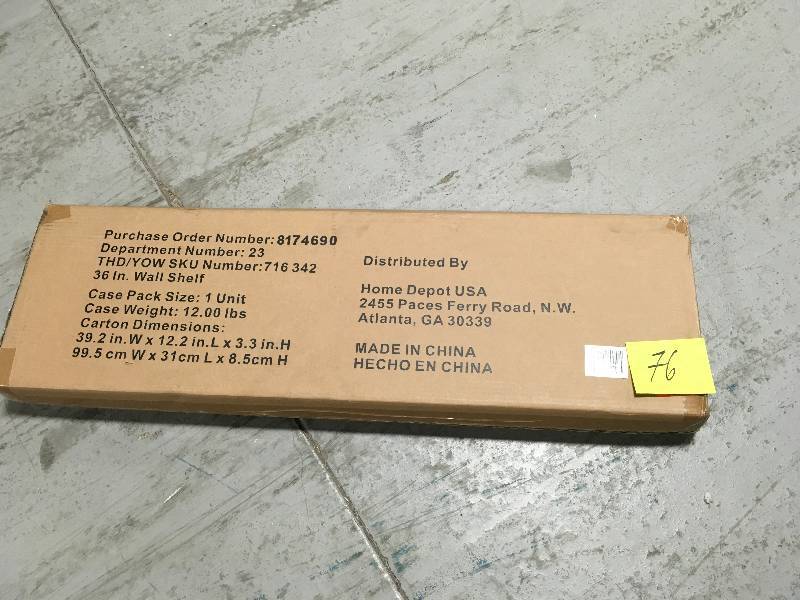lot 76 image: 36 IN WALL SHELF not used